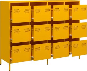 vidaXL Szafka, musztardowa, 135x39x103,5 cm, stal walcowana na zimno 4