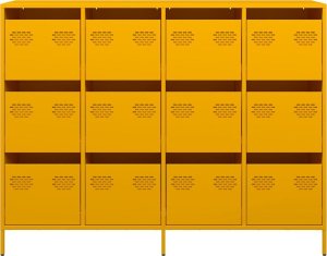 vidaXL Szafka, musztardowa, 135x39x103,5 cm, stal walcowana na zimno 5