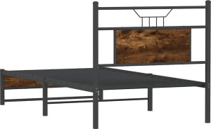 vidaXL vidaXL Łóżko bez materaca, przydymiony dąb, 90x200 cm 8
