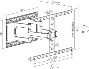Ultra Płaski 27mm 60kg Uchwyt do Telewizora 32-90 cali VX-525 Wieszak TV TEST 16