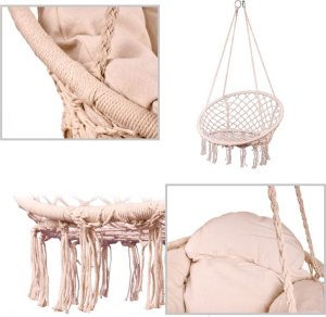 Huśtawka ogrodowa bocianie gniazdo z poduszką XXL ecru 120kg 3