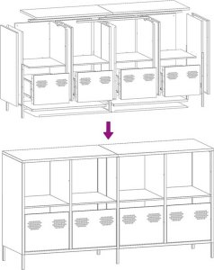 Szafka, biała, 135x39x73,5cm, stal walcowana na zimno 11