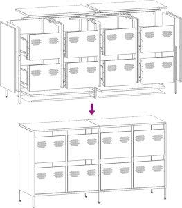 Szafka, biała, 135x39x73,5 cm, stal walcowana na zimno 11
