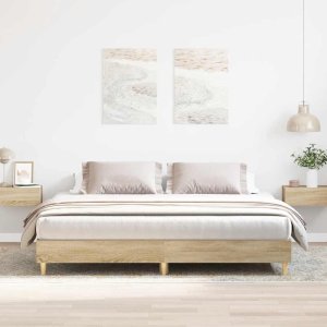 Łóżko bez materaca, dąb sonoma, 160x200 cm 1