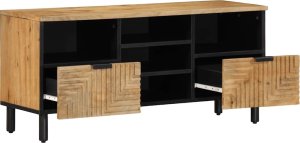 vidaXL Szafka RTV Brązowa 100x33x46 cm Drewno lite Mango 2