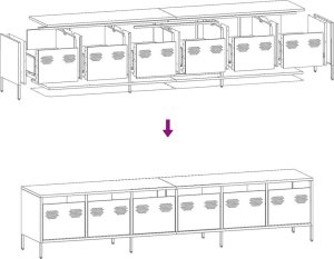 Szafka RTV, czarna, 202x39x43,5 cm, stal walcowana na zimno 11