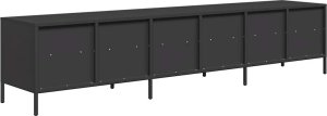 Szafka RTV, czarna, 202x39x43,5 cm, stal walcowana na zimno 7