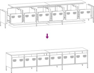 Szafka RTV, biała, 202x39x43,5 cm, stal walcowana na zimno 11