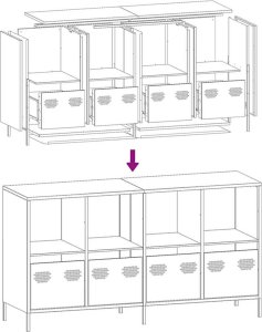 Szafka, czarna, 135x39x73,5 cm, stal walcowana na zimno 11