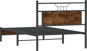 vidaXL Łóżko bez materaca, przydymiony dąb, 100x200 cm 8