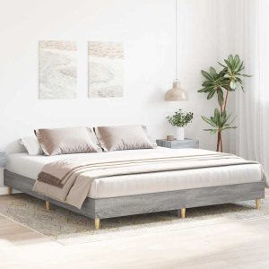 vidaXL Rama łóżka bez materaca Szary Sonoma 160x200cm Drewno klejone 3