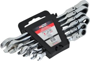 AWTOOLS KLUCZE PŁASKO-OCZKOWE Z GRZECHOTKĄ PRZEGUBOWE KOMPLET 6 szt. 8-19mm 1