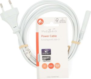 Nedis CEGL11040WT20 kabel zasilające Biały 2 m Wtyczka zasilająca typu C IEC 320 3