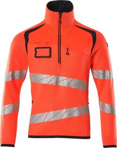 MASCOT Bluza z dzianiny z krótkim zamkiem błyskawicznym ACCELERATE SAFE (kolor czerwień hi-vis/ciemny granat, rozmiar 2XL) 1