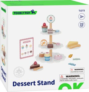 TOOKY TOY Patera Słodkości Drewniany Stojak Babeczki Ciasta 11