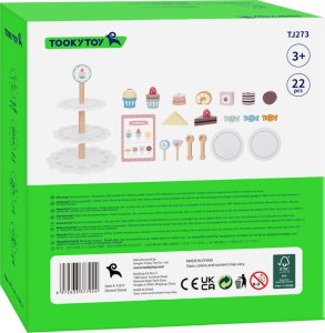 TOOKY TOY Patera Słodkości Drewniany Stojak Babeczki Ciasta 12