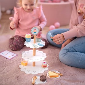 TOOKY TOY Patera Słodkości Drewniany Stojak Babeczki Ciasta 2