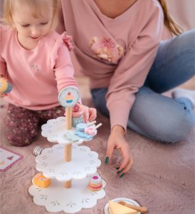 TOOKY TOY Patera Słodkości Drewniany Stojak Babeczki Ciasta 4