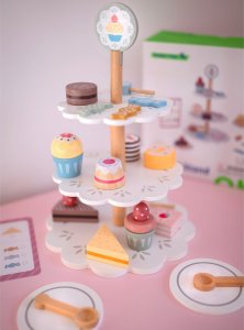 TOOKY TOY Patera Słodkości Drewniany Stojak Babeczki Ciasta 5