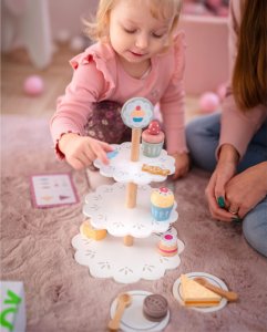 TOOKY TOY Patera Słodkości Drewniany Stojak Babeczki Ciasta 6