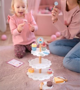 TOOKY TOY Patera Słodkości Drewniany Stojak Babeczki Ciasta 8