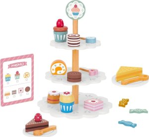 TOOKY TOY Patera Słodkości Drewniany Stojak Babeczki Ciasta 9