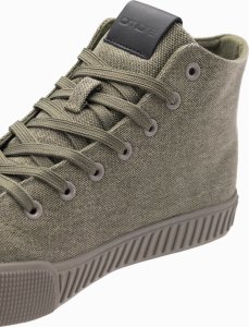 Buty męskie trampki canvas z wysoką cholewką  oliwkowe V2 OM-FOTH-0186 43 3