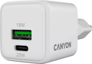 Canyon CU20AC Aparat cyfrowy, Kontroler do gier, Słuchawki, Zestaw słuchawkowy, Telefon komórkowy, Laptop, Power bank, Tablet Biały Prąd przemienny Szybkie ładowanie Wewnętrzna 3