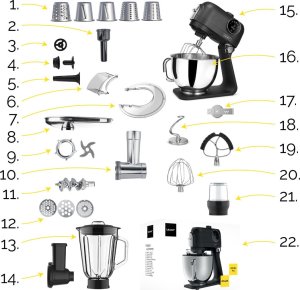 Robot planetarny Yoer Robot Kuchenny PLANETARNY Wielofunkcyjny 5,5L Mikser BLENDER 2200W + 43 el. - Astralo Pro KM04BK 14