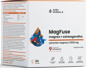 Aura Herbals MagFuse: Magnez 375 mg + Ashwagandha 200 mg, owoce leśne 1