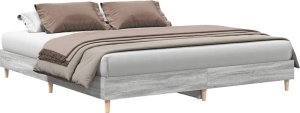 vidaXL Rama łóżka bez materaca Szary Sonoma 200x200 cm Drewno klejone 2