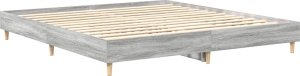 vidaXL Rama łóżka bez materaca Szary Sonoma 200x200 cm Drewno klejone 4
