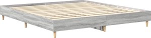 vidaXL Rama łóżka bez materaca Szary Sonoma 200x200 cm Drewno klejone 7