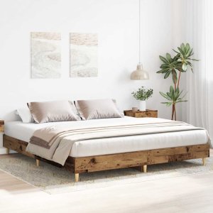 Rama łóżka bez materaca Stare drewno 200x200 cm Drewno klejone 3