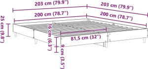 Rama łóżka bez materaca Stare drewno 200x200 cm Drewno klejone 10
