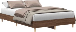 vidaXL Rama łóżka bez materaca Brązowy dąb 135x190 cm Drewno klejone 2