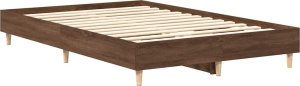 vidaXL Rama łóżka bez materaca Brązowy dąb 135x190 cm Drewno klejone 4