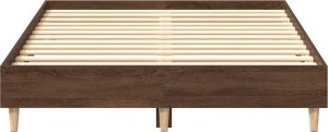 vidaXL Rama łóżka bez materaca Brązowy dąb 135x190 cm Drewno klejone 5