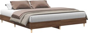 vidaXL Rama łóżka bez materaca Brązowy dąb 200x200 cm Drewno klejone 2