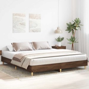 vidaXL Rama łóżka bez materaca Brązowy dąb 200x200 cm Drewno klejone 3