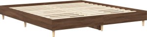 vidaXL Rama łóżka bez materaca Brązowy dąb 200x200 cm Drewno klejone 4