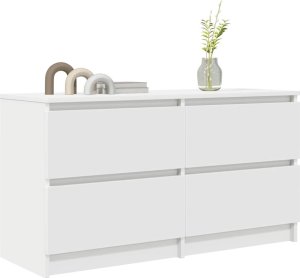 Szafka RTV Biała 100x35x54 cm Drewno klejone 4