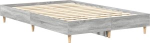 vidaXL Rama łóżka bez materaca Szary Sonoma 135x190 cm Drewno klejone 7