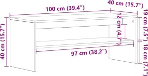 Szafka RTV Czarny Dąb 100x40x40 cm Drewno klejone 10