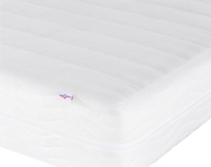 Łóżko z materacem, kremowe, 80x200 cm, obite tkaniną 12