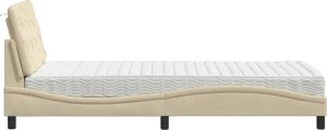 Łóżko z materacem, kremowe, 80x200 cm, obite tkaniną 6