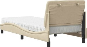 Łóżko z materacem, kremowe, 80x200 cm, obite tkaniną 7