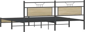 vidaXL Metalowa rama łóżka, bez materaca, dąb sonoma, 200x200 cm 8