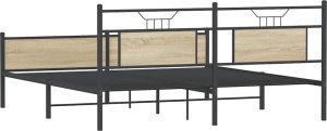vidaXL Metalowa rama łóżka, bez materaca, dąb sonoma, 160x200 cm 8