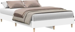 vidaXL Rama łóżka bez materaca biała 140x190 cm drewno klejone 2